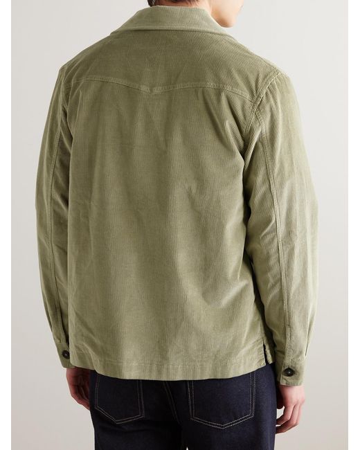 Officine Generale Green Aylan Convertible-Collar Cotton-Blend Corduroy Overshirt for men