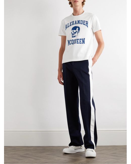 Alexander McQueen White Printed Cotton-jersey T-shirt for men
