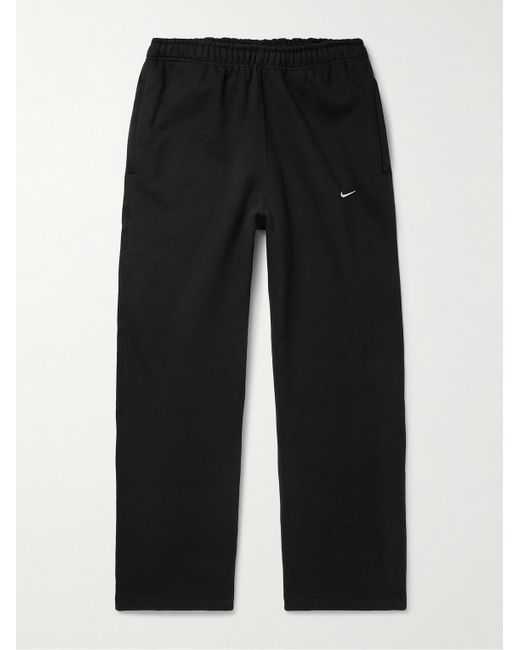 Nike Black Solo Swoosh Straight-leg Cotton-blend Jersey Sweatpants for men