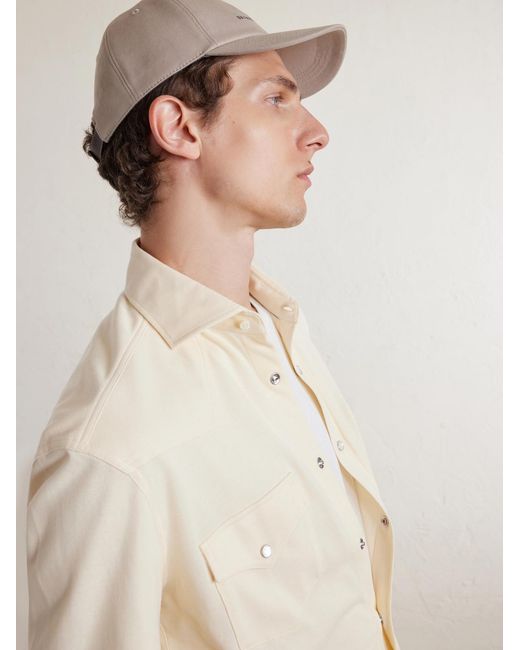 Brunello Cucinelli Natural Logo-Embroidered Leather-Trimmed Cotton-Twill Baseball Cap for men