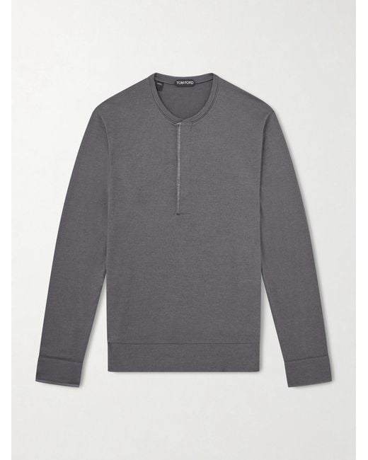 Tom Ford Gray Slim-Fit Cashmere, Wool And Silk-Blend Sweatshirt for men
