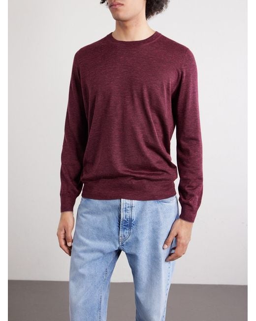 Brunello Cucinelli Purple Cashmere, Silk And Linen-Blend Sweater for men