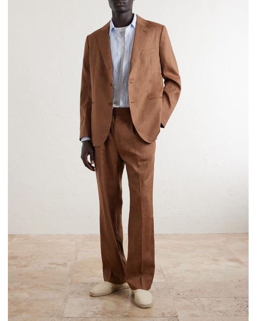 Frescobol Carioca Brown Paulo Linen And Virgin Wool-blend Suit Jacket for men