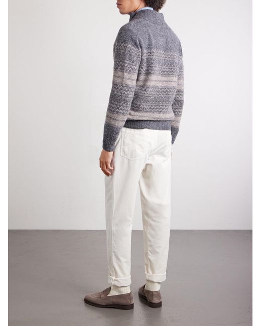 Brunello Cucinelli Gray Alpaca-Blend Zip-Up Sweater for men