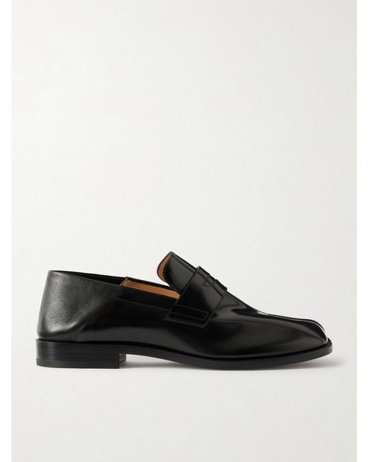 Maison Margiela Black Tabi Babouche Split-Toe Leather Loafers for men