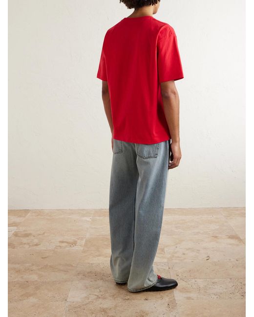Valentino Garavani Red Logo-print Cotton-jersey T-shirt for men