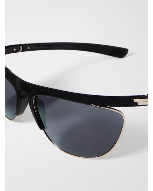 Bottega Veneta Black Aviator-Style Acetate And-Tone Wrap-Around Sunglasses for men