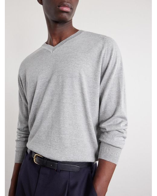 John Smedley White Bill Nighy Merino Wool Sweater for men