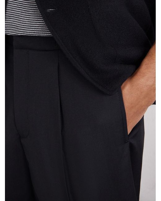 Officine Generale Blue Drew Tapered Pleated Wool-Twill Trousers for men