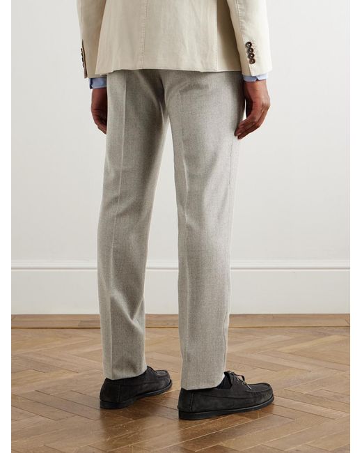 Slowear Gray Venezia 1951 Slim-Fit Pleated Checked Wool Trousers for men
