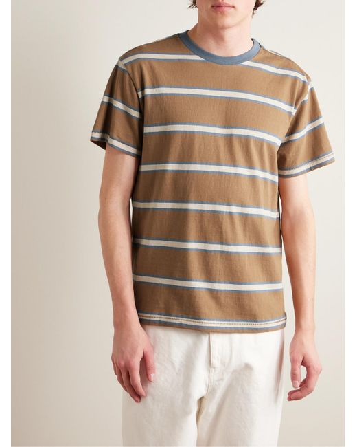 Nudie Jeans Brown Leffe Striped Slub Cotton-jersey T-shirt for men