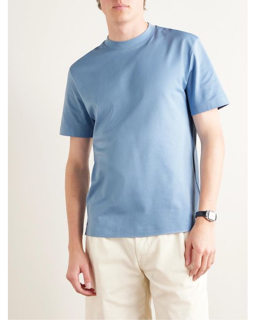 T-shirt in jersey di cotone di Loro Piana in Blue da Uomo