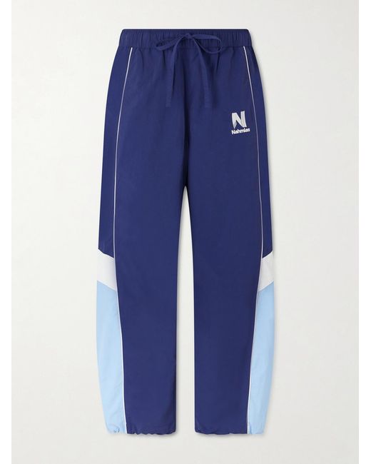 NAHMIAS Blue Straight-Leg Logo-Embroidered Nylon Trousers for men