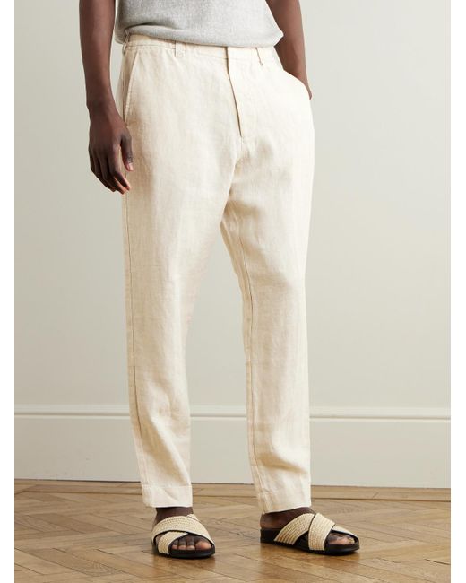 NN07 Natural Billie 1454 Tapered Linen Trousers for men