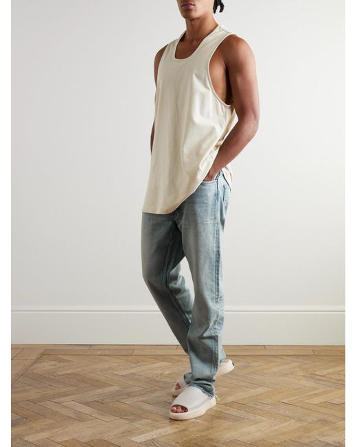 Fear Of God Gerade geschnittene Jeans mit Logoapplikation und Fransen in Blue für Herren