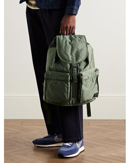 Porter-Yoshida and Co Green Tanker Rucksack Nylon-Twill Backpack for men
