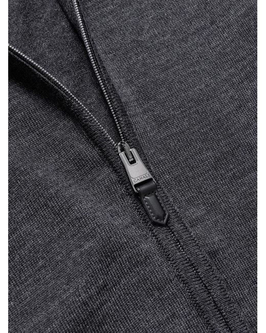 Canali Blue Wool Zip-up Cardigan for men