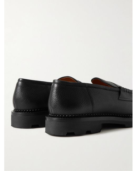 Yuketen Black Frentaly Pebble-grain Leather Penny Loafers for men