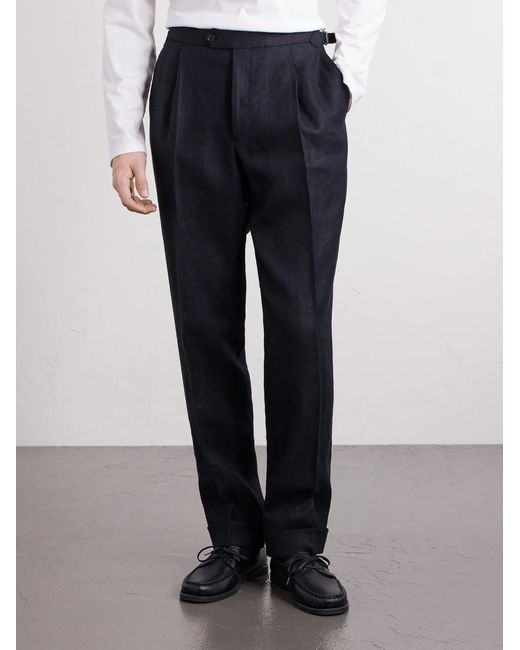 Saman Amel Blue Amie Straight-leg Linen Suit Trousers for men