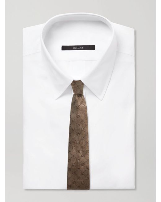 Cravatta in seta con logo jacquard di Gucci in Brown da Uomo