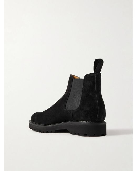 John Lobb Black Lawry New Standard Suede Chelsea Boots for men