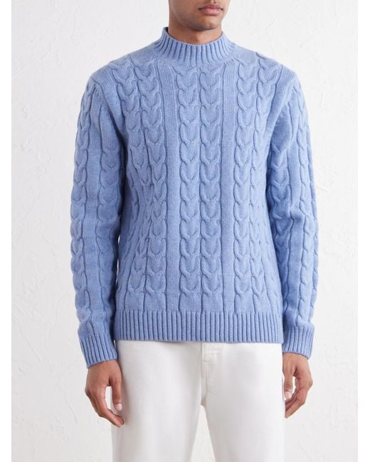 Slowear Blue Zanone Slim-Fit Cable-Knit Virgin Wool Sweater for men