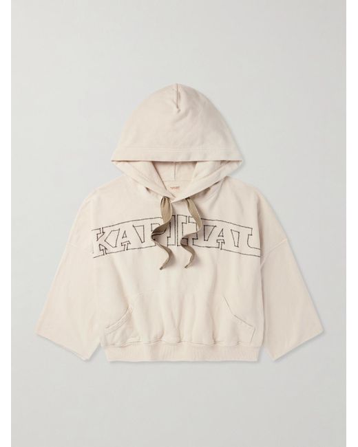 Kapital Natural Logo-Embroidered Cotton-Jersey Hoodie for men