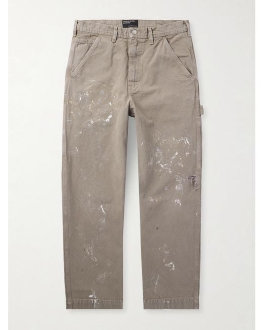 Enfants Riches Deprimes Natural Double Knee Painter Wide-Leg Distressed Cotton-Canvas Trousers for men