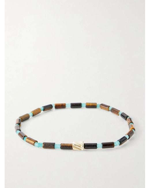 Luis Morais Natural 14-Karat Agate Beaded Bracelet for men