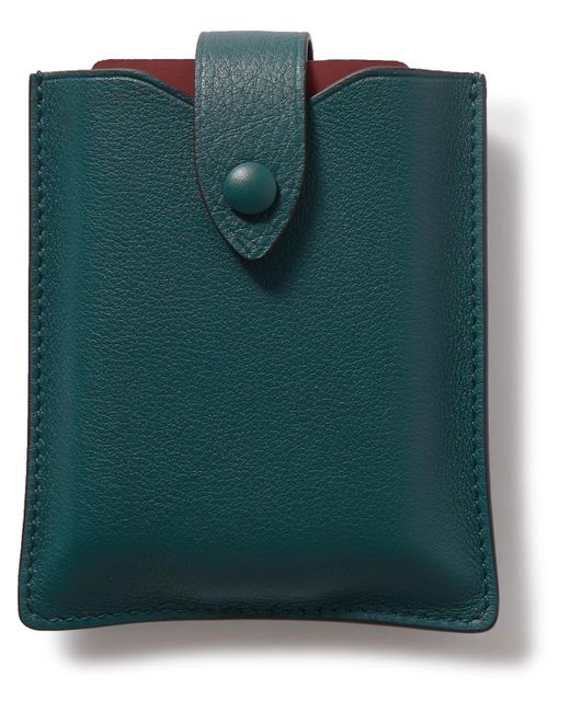 Metier Green Full-grain Leather Playing Cards Case for men