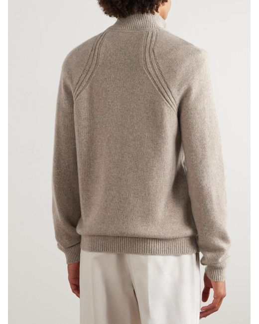 Sease White Cashmere Half-Zip Sweater for men