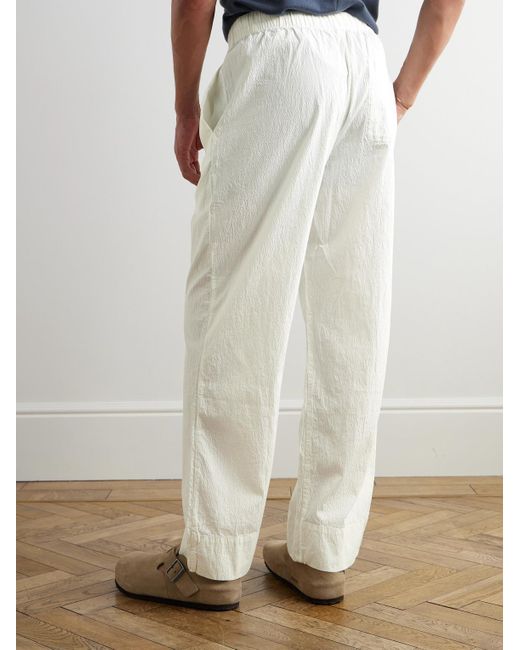 Frescobol Carioca Luan gerade geschnittene Hose aus Seersucker aus einer Baumwollmischung in White für Herren