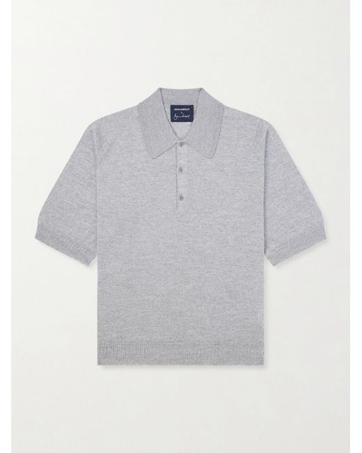 John Smedley Gray Bill Nighy Merino Wool Polo Shirt for men