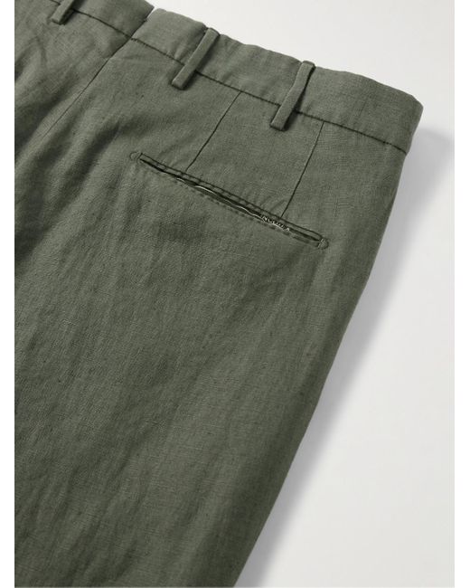 Incotex Venezia 1951 schmal geschnittene Hose aus Leinen in Green für Herren