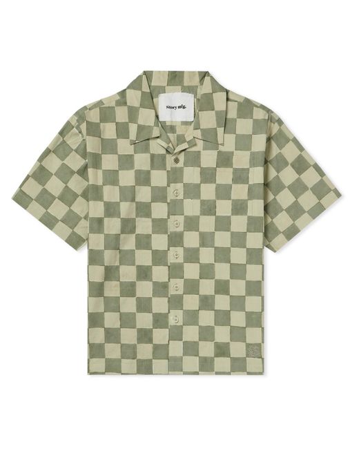 STORY mfg. Green Greetings Camp-collar Logo-embroidered Checked Organic Cotton Shirt for men