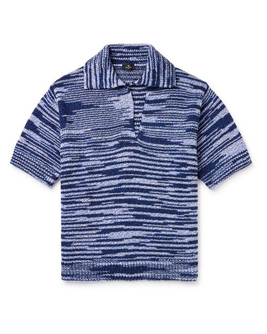 Etro Blue Space-dyed Cotton-blend Polo Shirt for men