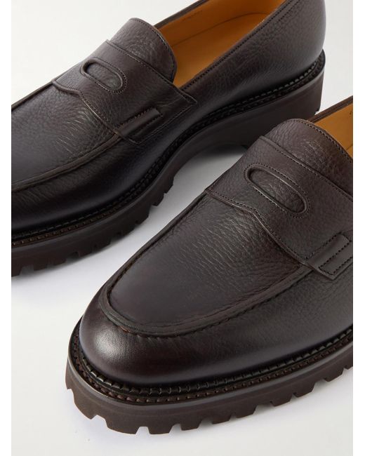 John Lobb Black Lopez New Standard Full-grain Leather Penny Loafers for men