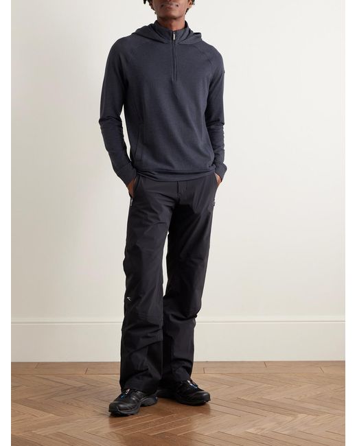 Kjus Blue Inverness Eco-Coffee Cotton-Blend Jersey Half-Zip Hoodie for men