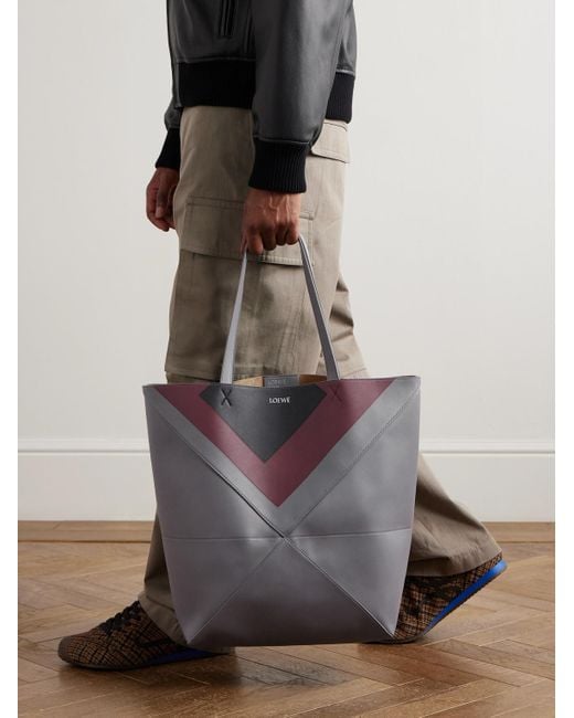 Loewe White Albers Puzzle Fold Xl Panelled Leather Tote Bag for men