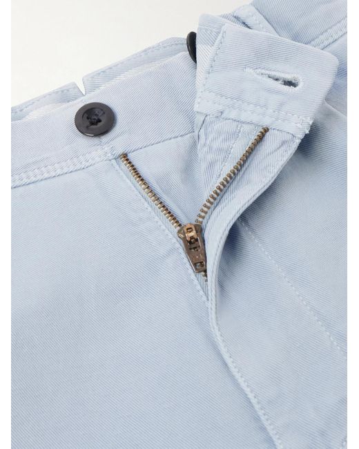 Slowear Blue Tapered Pleated Cotton-blend Gabardine Trousers for men