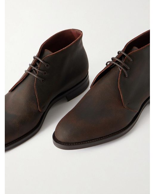 Edward Green Brown Lanark Waxed-suede Desert Boots for men
