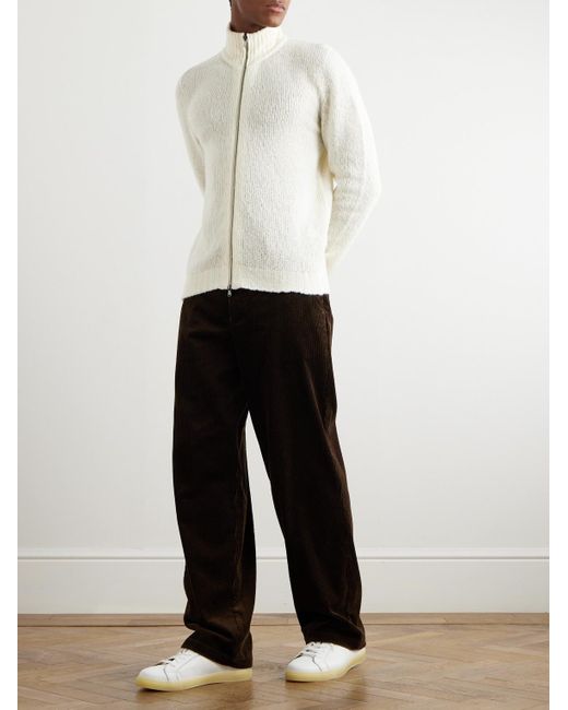 Thom Sweeney Natural Merino Wool-Blend Zip-Up Cardigan for men