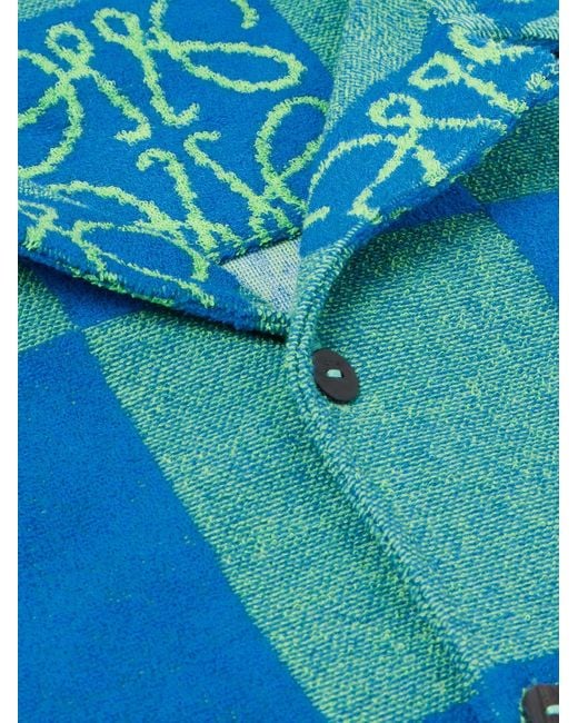 Paula's Ibiza Camicia in spugna di misto cotone jacquard con colletto aperto di Loewe in Blue da Uomo