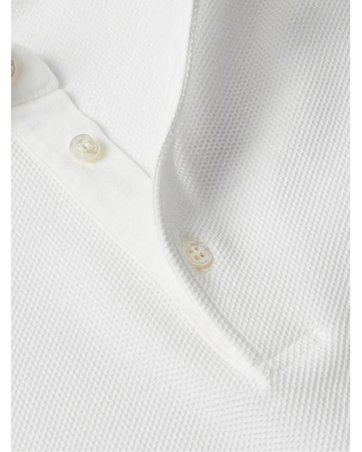 Loro Piana White Cotton-piqué Polo Shirt for men