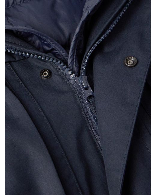 Stone Island Blue Ghost Logo-appliquéd Cotton Hooded Jacket With Detachable Down Liner for men