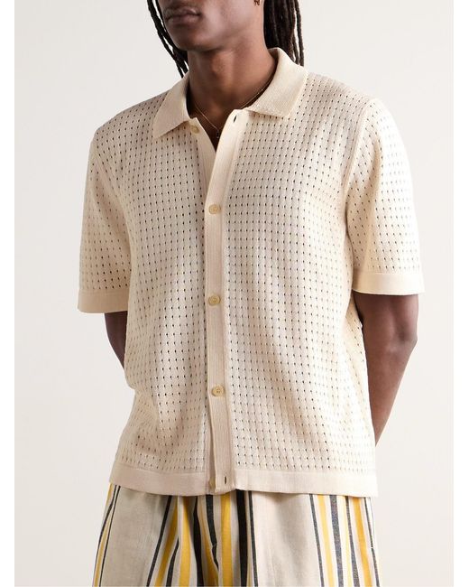 Corridor NYC Natural Pointelle-Knit Mercerized Pima Cotton Shirt for men