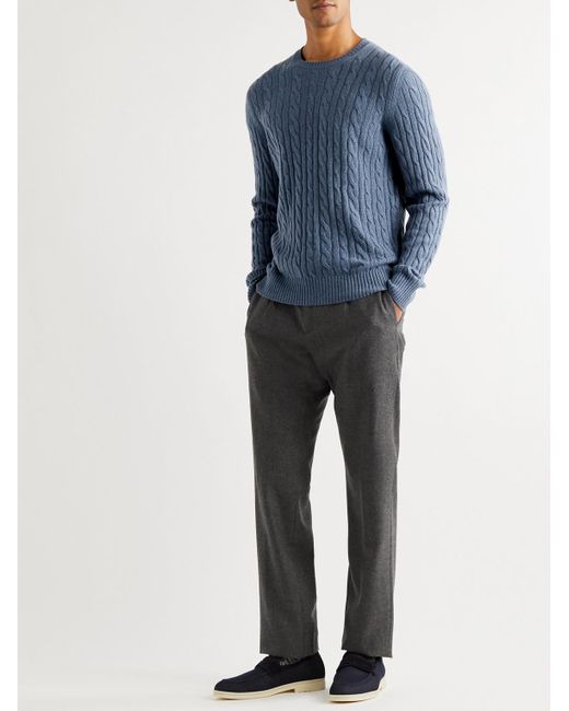 Loro Piana Blue Slim-Fit Cable-Knit Baby Cashmere Sweater for men
