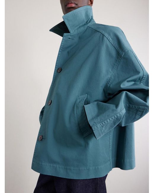 Dries Van Noten Blue Robinson Cotton-Twill Coat for men