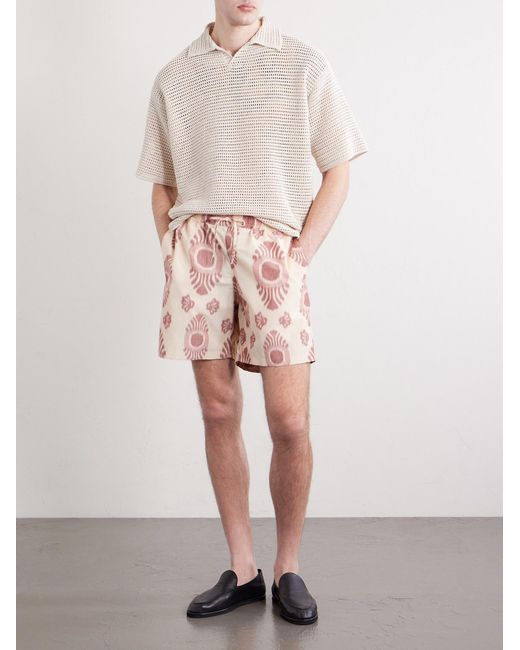 A Kind Of Guise Pink Volta Straight-leg Cotton-blend Jacquard Drawstring Shorts for men