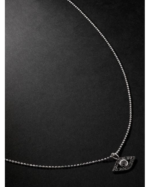 Sydney Evan Black Evil Eye Rhodium-Plated Diamond Pendant Necklace for men